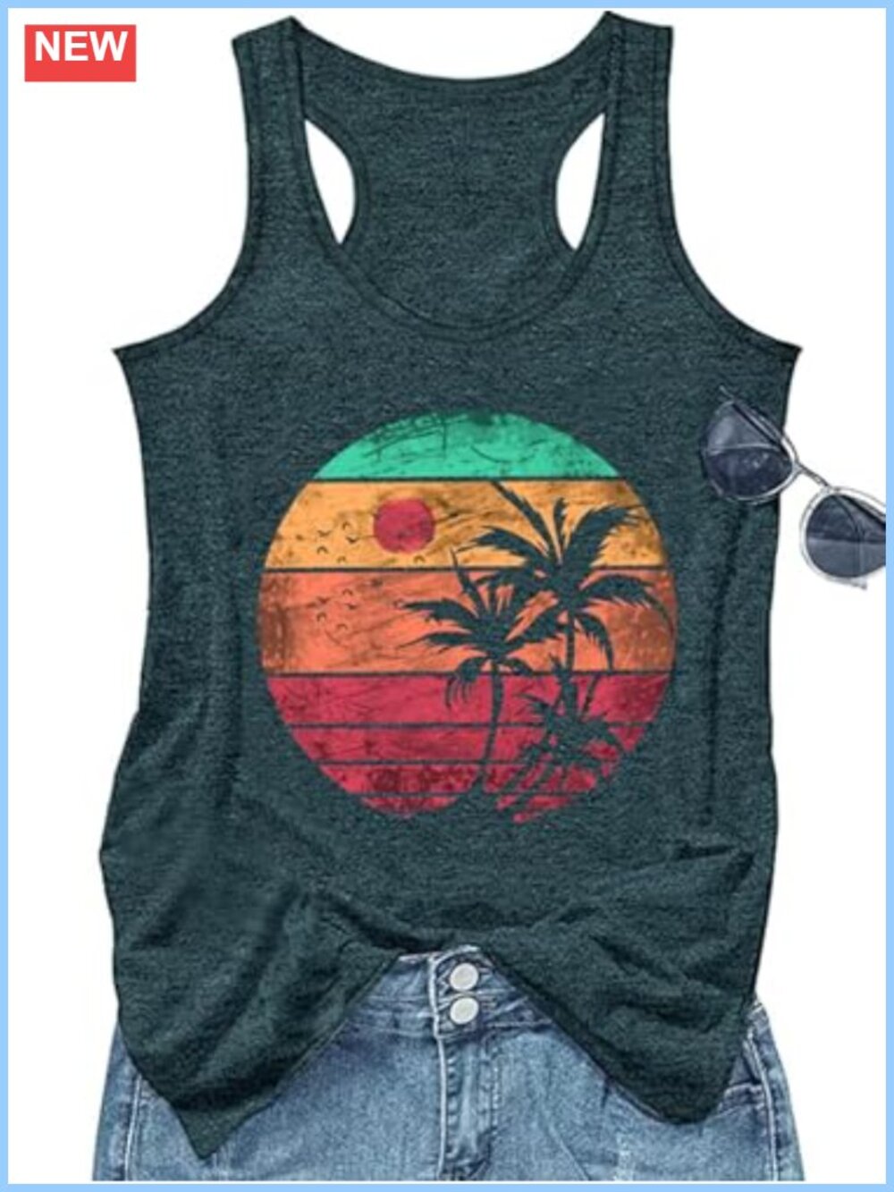 Women's Graphic Tank Top Sleeveless Racerback Summer Beach Vacation Vest